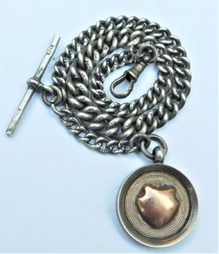 Hm 1907 24g Graduated Silver Albert Pocket Watch Chain Vintage