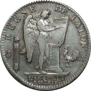O1569 Rare Ecu Constitution Louis Xvi 1792 A Paris 2eme Sem Argent Silver