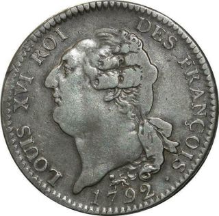 O1569 RARE Ecu Constitution Louis XVI 1792 A Paris 2eme sem Argent Silver 2