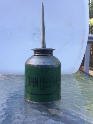 2 Cylinder Vintage John Deere Green Oil Can - Hard To Find/