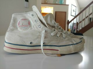 Vintage 1960s Jeepers White Canvas Basketball Sneakers Sears Athletic Shoes Sz 8