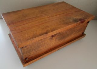 Vintage Large Wooden Jewelry Chest Storage Organizer Handmade Box W/hinged Lid