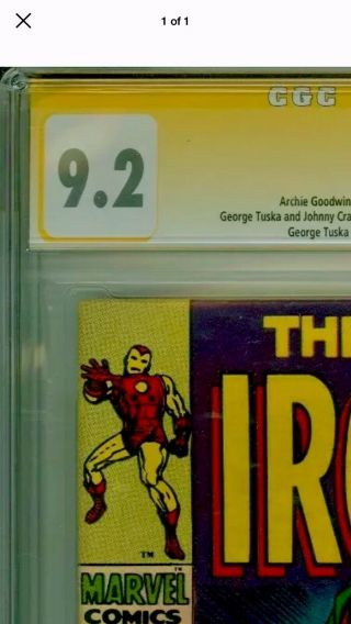IRON MAN 5 CGC SS 9.  2 NM SIGNED GEORGE TUSKA EXTREMELY RARE AVENGERS END GAME 4