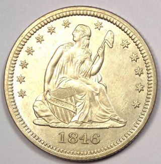 1846 Seated Liberty Quarter 25c - Sharp Details - Luster - Rare Coin