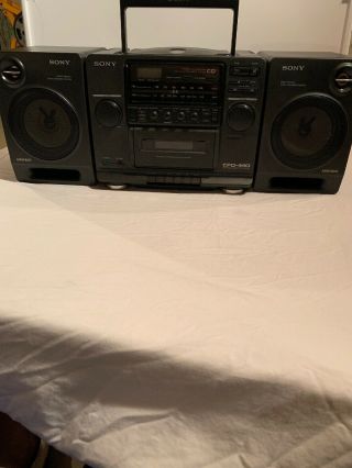 Vintage Sony Mega Bass Am/fm Radio Cd Cassette Tape Speaker Boom Box Cfd - 440