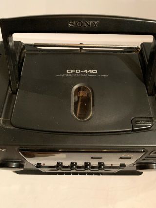 Vintage Sony Mega Bass AM/FM Radio CD Cassette Tape Speaker Boom Box CFD - 440 6