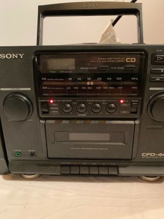 Vintage Sony Mega Bass AM/FM Radio CD Cassette Tape Speaker Boom Box CFD - 440 7