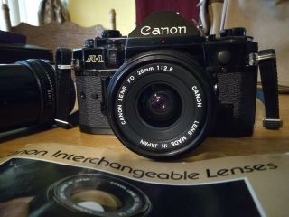 Vintage Canon A - 1 Camera & Canon 28mm 1:2.  8 Lens Canon 100 - 200mm 1:5.  6 Lens 2
