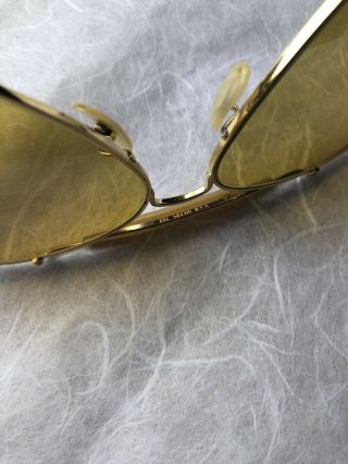Vintage Vtg Ray Ban Gold Plated,  Yellow/ Brown Glass Frames Aviator sunglasses. 9