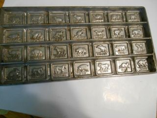 Antique Chocolate Candy Mold 28 Different Animals Rare 142 Vintage Old