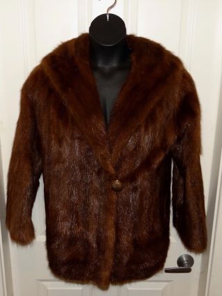 Vtg 60s 70s Furs By Karoway Canada Brown Mink Fur Coat Medium