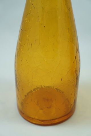 Vintage Amber Blenko Glass Crackle Bud Vase Candle Holders Rare 4
