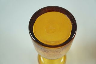 Vintage Amber Blenko Glass Crackle Bud Vase Candle Holders Rare 6