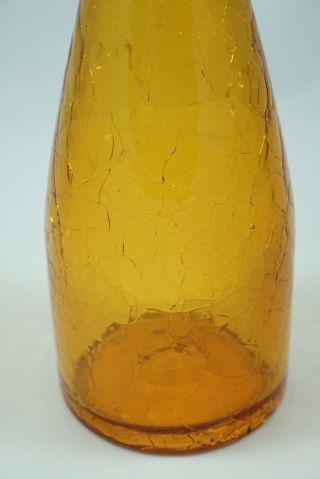Vintage Amber Blenko Glass Crackle Bud Vase Candle Holders Rare 8