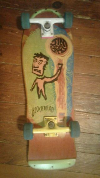 Vintage Blockhead Jim Gray Complete Skateboard With Powell Peralta Crossbones