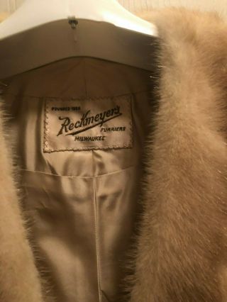 VINTAGE 1950 ' s MINK FUR STOLE/CAPE FULLY LINED - RECKMEYERS FURS,  MILWAUKEE,  WIS 5