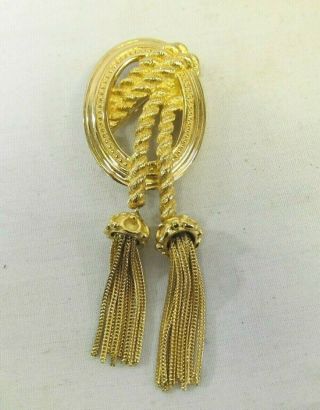 Vintage Christian Dior Germany Tassel Pin Brooch Gold - Tone