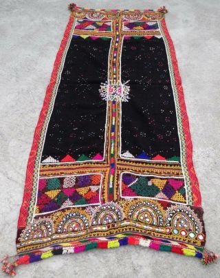 Vintage Woolen Rabari Tribal Kuchi Ethnic Embroidery Old Indian Wrap Stole Shawl