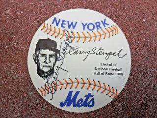 Casey Stengel Signed Photo Disc,  Mets,  Yankees,  Hall Of Fame,  Vintage,