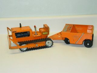Vintage Tonka Orange Bulldozer No.  100,  Spread Pack,  Set,  Pressed Steel