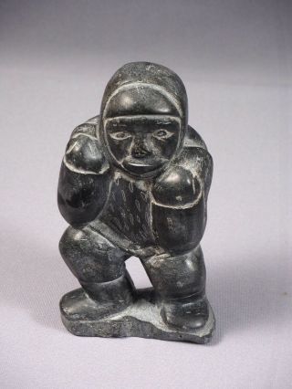 Vintage Inuit Native American Soapstone Carving Man Canada