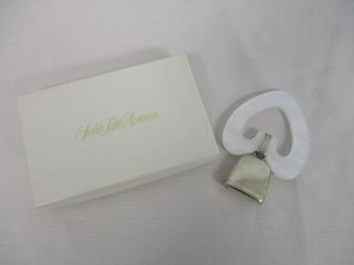 Sterling Silver Bell With Mother Of Pearl Heart Baby Rattle Teether 3 1/4 "