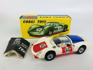Vintage 1967 Corgi No.  330 A Porsche Carrera 6 Racing Car Near