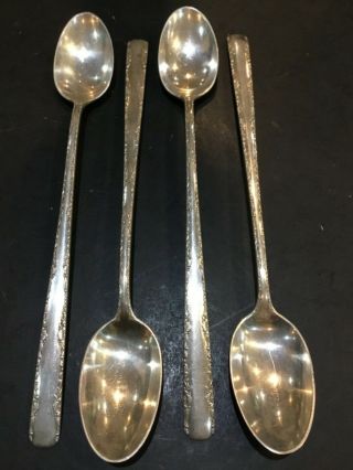 Set Of (4) 1941 Gorham Sterling Silver Camellia 7.  5” Tea Spoons (no Mono) 2