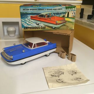 Rare Vintage Battery Operated Amphibious Car Perfectly W/original Box