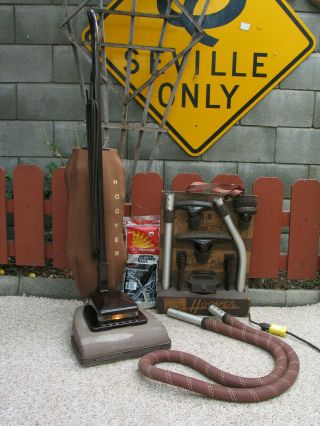 Vintage Hoover Model 61 Vacuum With Attachments Vtg Hoover Vacuum 61
