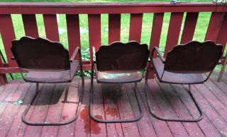 3 Vintage Scallop Metal slat Patio Rockers Chair Patio salvage industrial chairs 6
