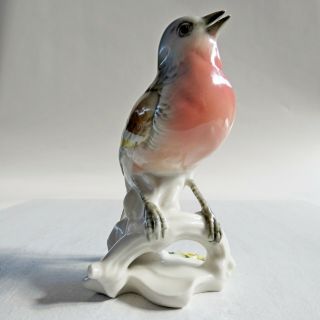 EXC Vtg Karl ENS Germany Bird Porcelain China Figurine Figure Red Breasted Finch 4
