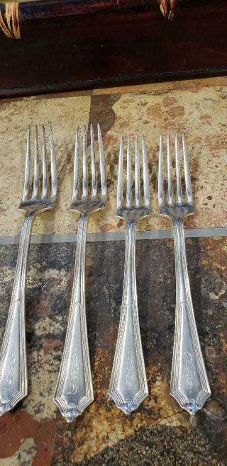 4 Vintage Sterling Silver Forks 7 1/2 " (2) And 7 " Long (2) Davis And Freeman