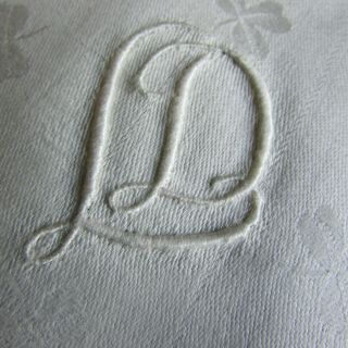 24 VTG Double Mono White Linen Damask Napkins Shamrocks RS 48 & LD 4