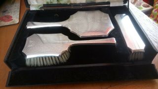 Art Deco Sterling Silver Brush & Mirror Set By S Blanckensee & Son Ltd Of B 