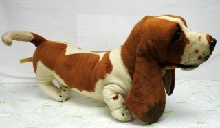 Vintage Basset Hound Plush Stuffed Animal Life Size Realistic Wired 3 Feet Long