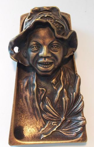 Vintage Johnny Griffin Bronze Inkwell Black Americana Folk Art