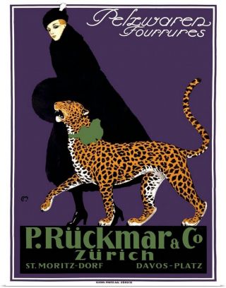 Poster Print Wall Art Entitled French Ruckmar Leopard Fashion Vintage