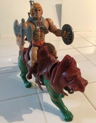 Motu 1981 He - Man And Battle Cat Complete Vintage Action Figures Mattel Gorgeous