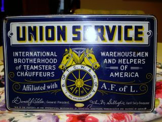 Vintage - 30s Teamsters Metal Sign [ Union Service ]