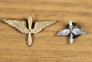 2 Vintage Propeller Wings Pin Us Military Ww2 Army Air Force/usaf Pilot