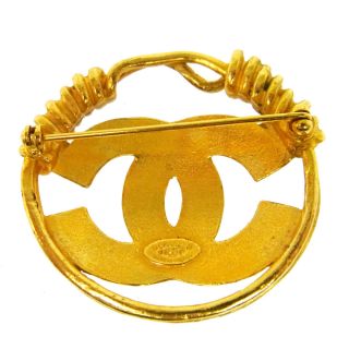 Authentic CHANEL Vintage CC Logos Brooch Pin Corsage Gold - Tone France AK16883b 2