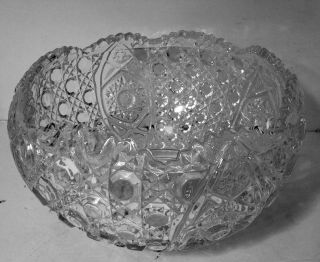 Vintage L.  E.  Smith Daisy Hobstar & Button Punch Bowl Crystal Scalloped Huge