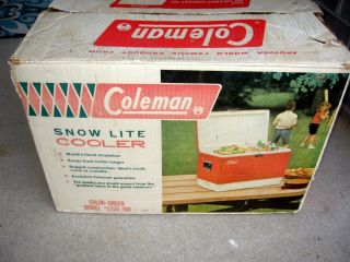 Vintage Coleman Green Large Metal Chest Cooler - Camping