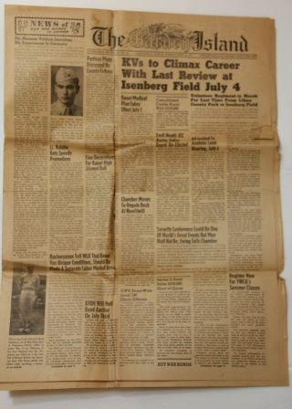 World War 2 Hawaii Newspaper Kauai Garden Island June 26,  1945