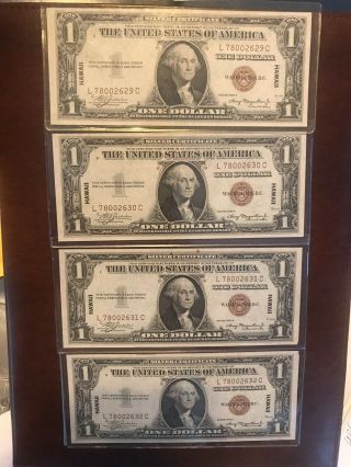 4 - 1935 Series A Hawaii Bank Notes Sequential Rare