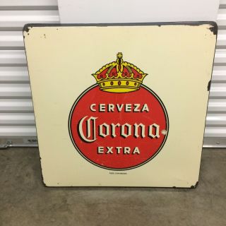 Vintage Corona Metal Table Porcelain Top Mexican Restaurant Bar 30” Sign Mexico