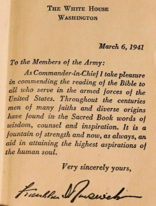 1943 Us Military Army Bible Fdr Testament Wwii Issued Edition Roosevelt Ww2