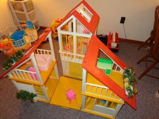 Vintage 1978 Barbie Doll A Frame Dream House Complete With Furniture No Box