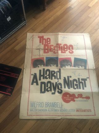 Vintage 60 ' s Beatles movie poster A Hard Day ' s Night. 2